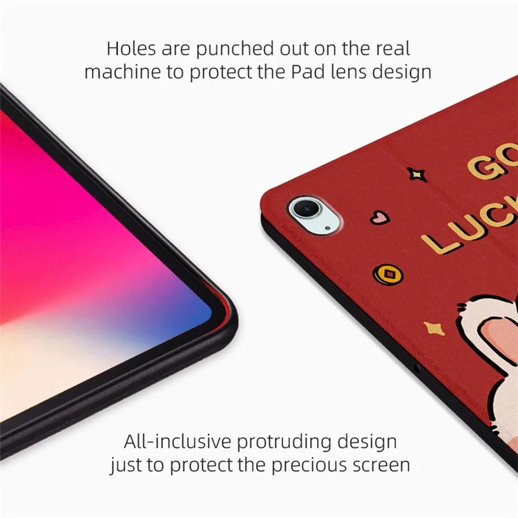 Per iPad Air 11 (2024) / iPad Air (2022) / (2020) Custodia Joyous Pattern Print Leather Tablet Cover - Happy Luck