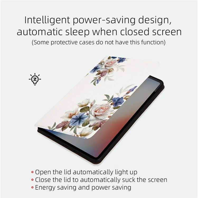 Custodia per iPad Pro 11 (2024) con motivo floreale, supporto pieghevole in pelle, cover smart per tablet - Gardenie