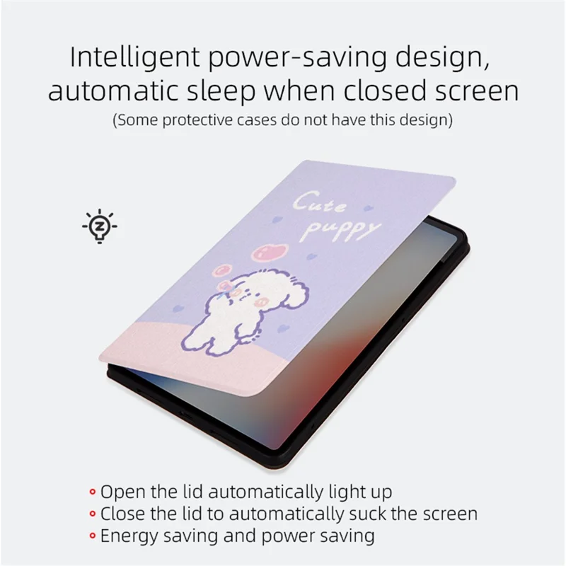 Para iPad Pro 11 (2024) Case Cute Cartoon Pattern PU Leather Smart Flip Tablet Cover - Bubble Dog