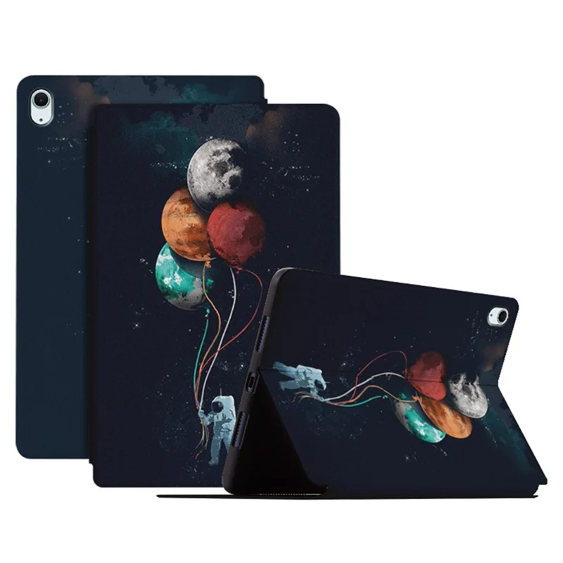 For iPad Air 11 (2025) / (2024) / iPad Air (2022) / (2020) Case Leather Tablet Cover Astronaut Pattern - Balloon Moon