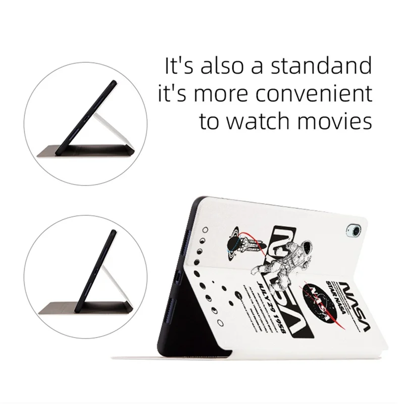 For iPad Air 11 (2025) / (2024) / iPad Air (2022) / (2020) Case Leather Tablet Cover Astronaut Pattern - Balloon Moon