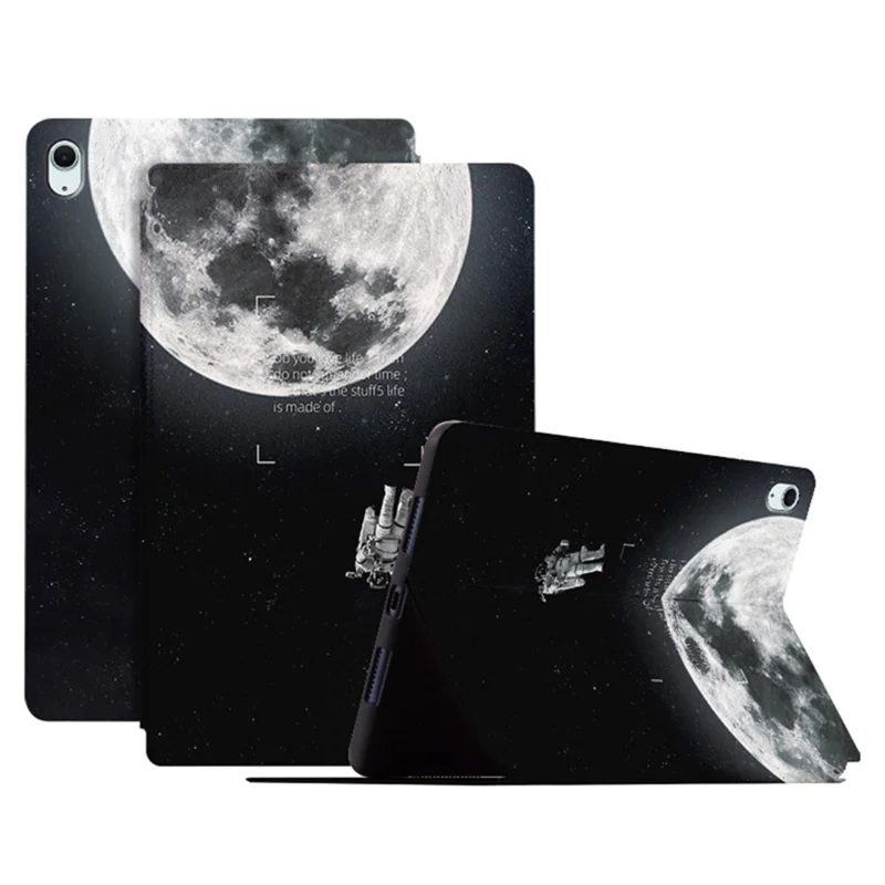 Para iPad Air 11 (2024) / iPad Air (2022) / (2020) Funda de Cuero para Tableta Patrón de Astronauta - Astronauta de la Luna