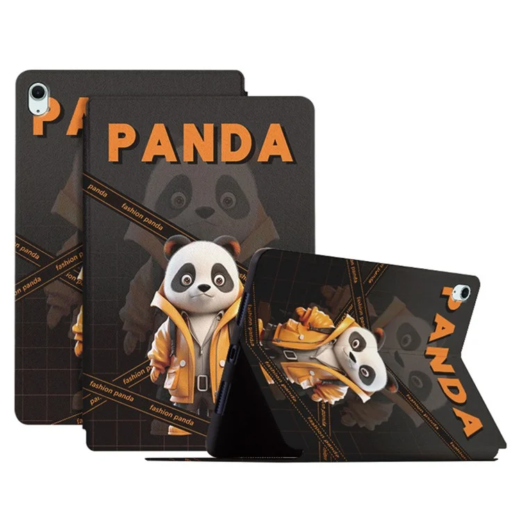 Para iPad Air 11 (2024) / iPad Air (2022) / (2020) Funda Patrón de Panda Soporte Cubierta de Tableta de Cuero - Fashion Panda / Abrigo Amarillo