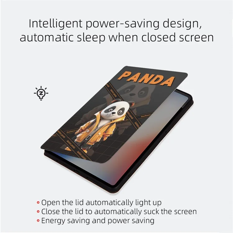 Para iPad Air 11 (2024) / iPad Air (2022) / (2020) Funda Patrón de Panda Soporte Cubierta de Tableta de Cuero - Fashion Panda / Abrigo Amarillo