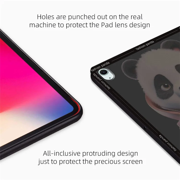 Para iPad Air 11 (2024) / iPad Air (2022) / (2020) Funda Patrón de Panda Soporte Cubierta de Tableta de Cuero - Fashion Panda / Abrigo Amarillo