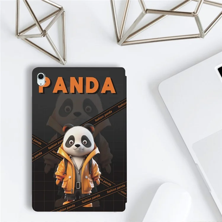 Para iPad Air 11 (2024) / iPad Air (2022) / (2020) Funda Patrón de Panda Soporte Cubierta de Tableta de Cuero - Fashion Panda / Abrigo Amarillo