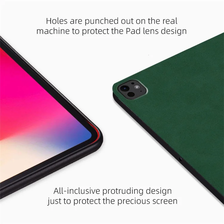 ANNYOJO Para iPad Pro 11 (2024) Capa de Suporte Anti-Choque de Couro PU - Verde