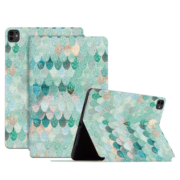 Per iPad Pro 11 (2024) Case Pattern Print Leather Tablet Cover Auto Wake / Sleep - Summer Mermaid