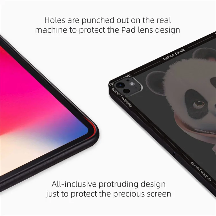 Per iPad Pro 11 (2024) Custodia Modello Panda in Pelle PU Custodia Tablet con Supporto Pieghevole - Panda a Scacchi