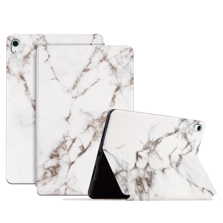Para iPad Air 11 (2024) / Air (2020) / (2022) Funda a Prueba de Golpes Estampado de Impresión de Cuero PU Tapa de Tableta - Mármol Blanco