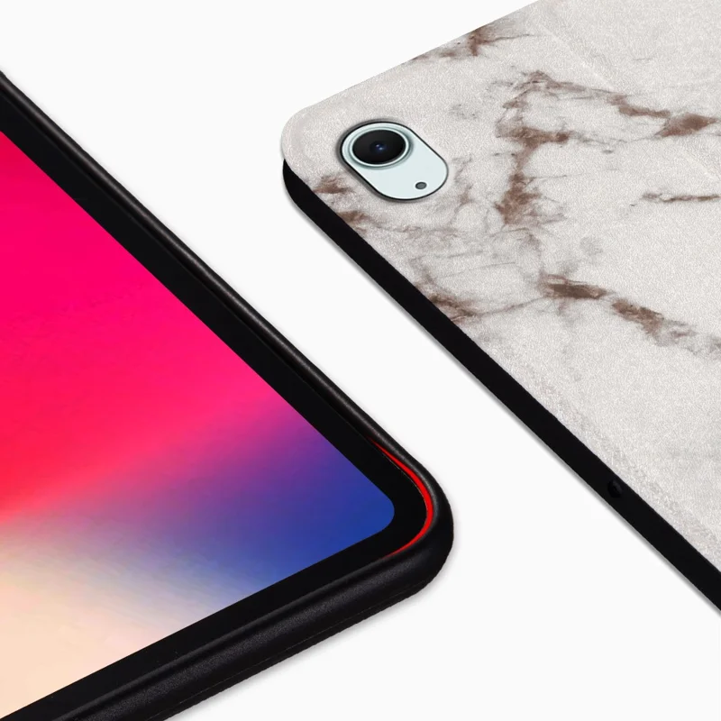 For iPad Air 11 (2025) / (2024) / Air (2020) / (2022) Shockproof Case Pattern Print PU Leather Tablet Cover - Emerald Marble