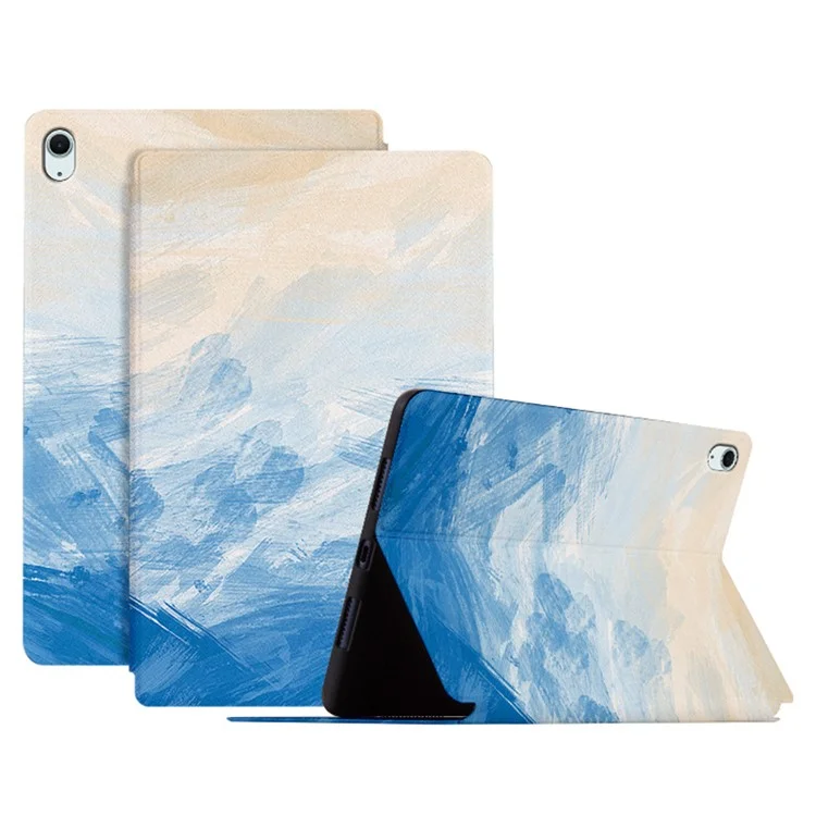 Para iPad Air 11 (2024) / iPad Air (2022) / (2020) Funda Tablet Cubierta de Cuero con Patrón Impreso - Pintura de Aceite Azul