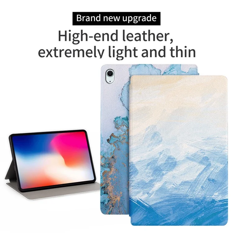 Para iPad Air 11 (2024) / iPad Air (2022) / (2020) Funda Tablet Cubierta de Cuero con Patrón Impreso - Pintura de Aceite Azul