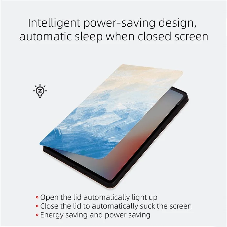 Para iPad Air 11 (2024) / iPad Air (2022) / (2020) Case Tablet Capa de Couro Padrão Impresso - Mármore Azul