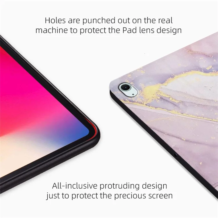 Para iPad Air 11 (2024) / iPad Air (2022) / (2020) Case Tablet Capa de Couro Padrão Impresso - Mármore Azul