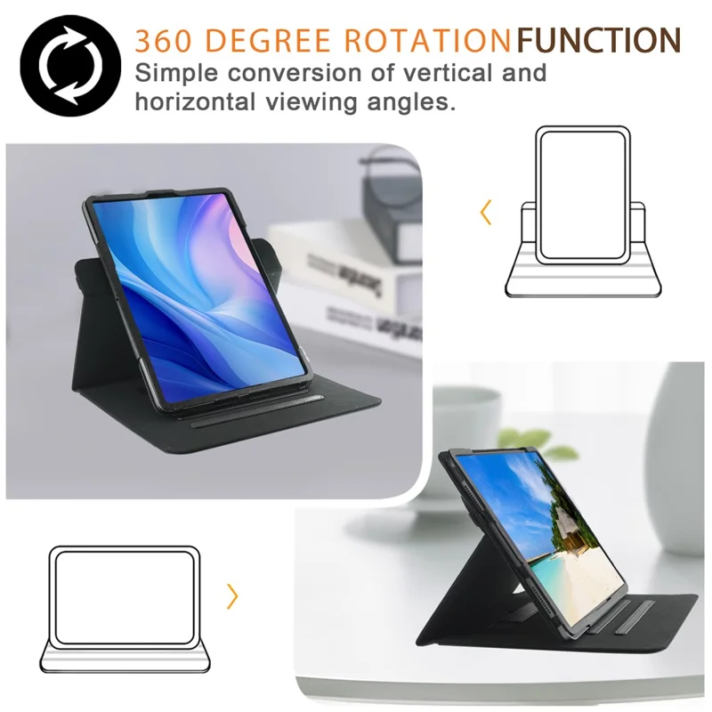For iPad Air 13 (2025) / (2024) M2 / Pro 13 (2024) M4 / Pro 12.9 (2018) / (2020) / (2021) / (2022) Tablet Case - Black