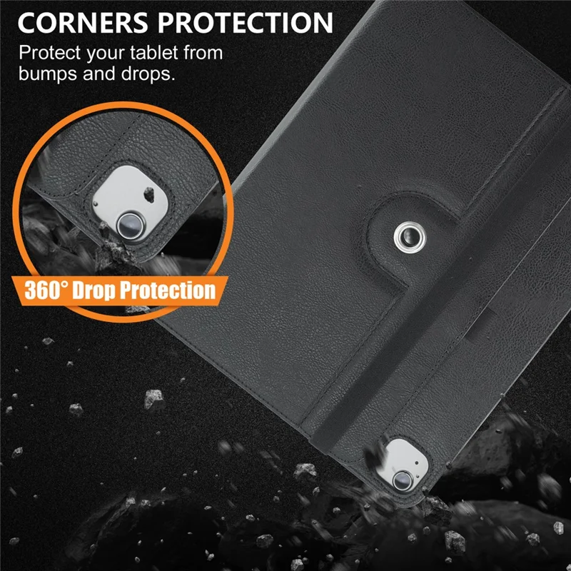 For iPad Air 13 (2025) / (2024) M2 / Pro 13 (2024) M4 / Pro 12.9 (2018) / (2020) / (2021) / (2022) Tablet Case - Black