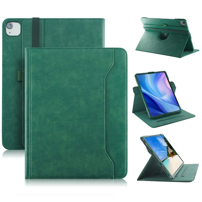 Para iPad Air 11 (2024) / Air (2022) / (2020) / iPad 10.9 (2022) / iPad Pro 11 (2024) / (2022) / (2021) / (2020) / (2018) Funda de Cuero con Soporte Giratorio - Verde