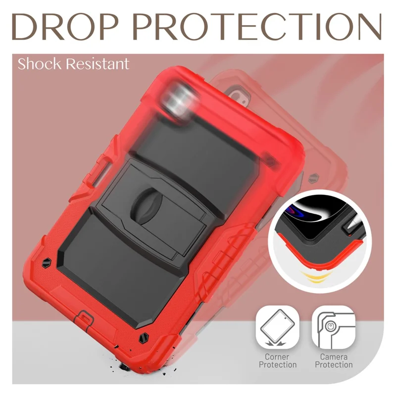 For iPad Pro 11 (2025) / 11 (2024) Case with Shoulder Strap PC+Silicone Tablet Cover - Red