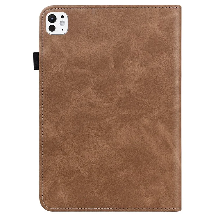 Per iPad Pro 11 (2024) Custodia in pelle PU con linea impressa, custodia protettiva per tablet con fascia elastica - Marrone