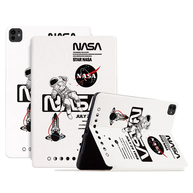 For iPad Pro 11 (2024) Case Leather Stand Smart Tablet Cover Astronaut Pattern - NASA Astronaut