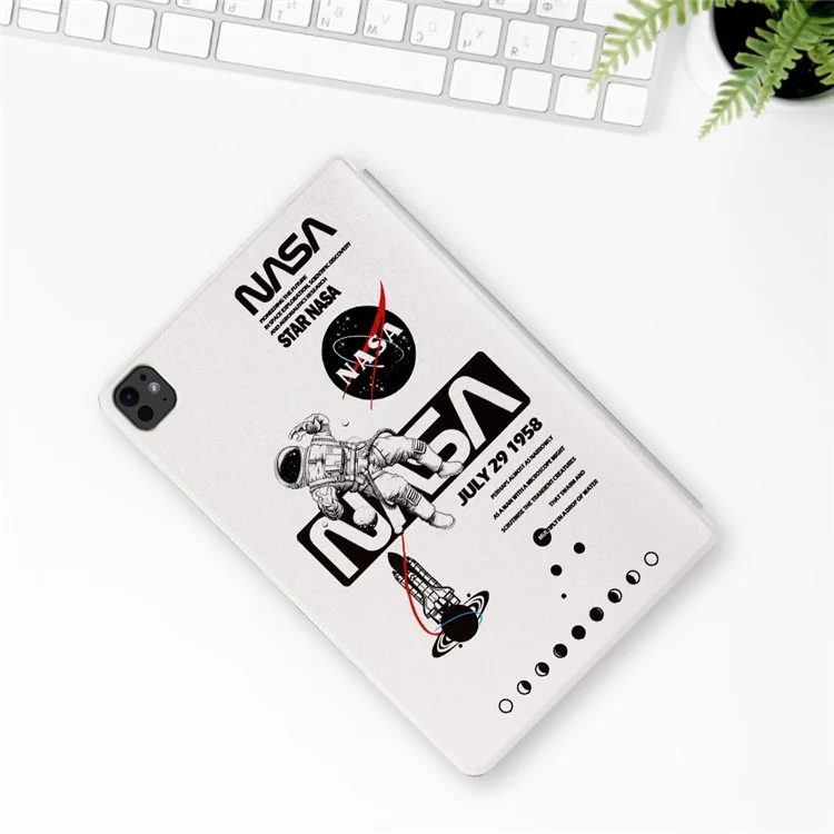 For iPad Pro 11 (2024) Case Leather Stand Smart Tablet Cover Astronaut Pattern - NASA Astronaut