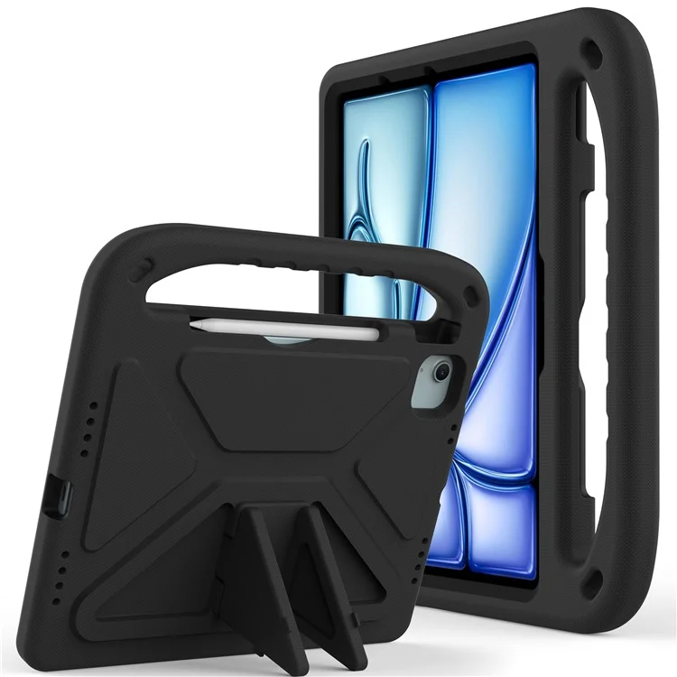 For iPad Air 11 (2025) / (2024) / Pro 11 (2024) Case Hand Grip Kickstand Tablet EVA Cover - Black