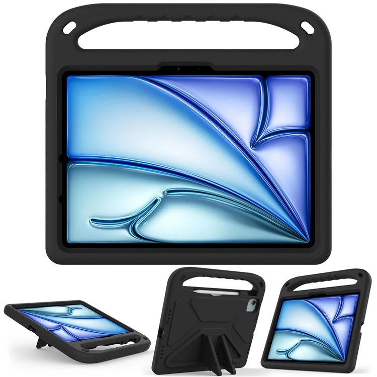 For iPad Air 11 (2025) / (2024) / Pro 11 (2024) Case Hand Grip Kickstand Tablet EVA Cover - Black