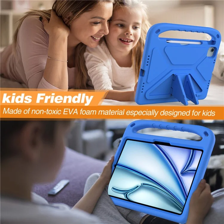 Para iPad Pro 11 (2024) / Air 11 (2024) Case Hand Grip Kickstand Tablet EVA Cover - Azul