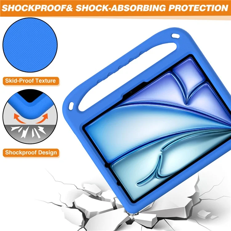 Para iPad Pro 11 (2024) / Air 11 (2024) Case Hand Grip Kickstand Tablet EVA Cover - Azul