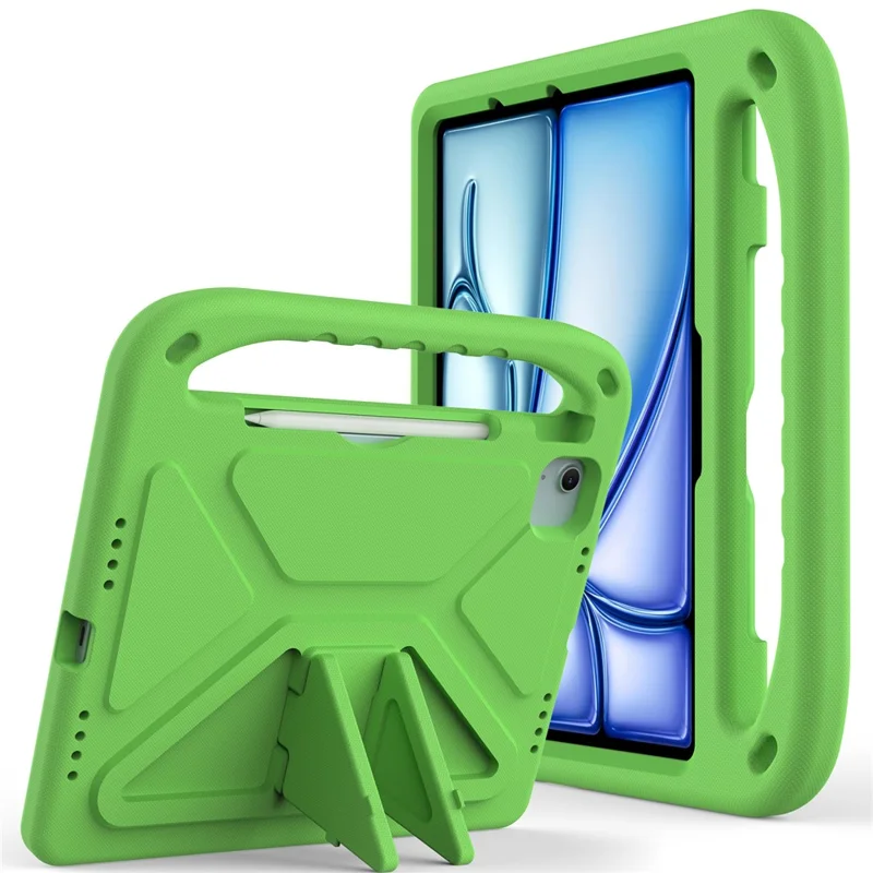 For iPad Air 11 (2026) / (2025) / (2024) / Pro 11 (2025) / 11 (2024) Case Hand Grip Kickstand Tablet EVA Cover - Green