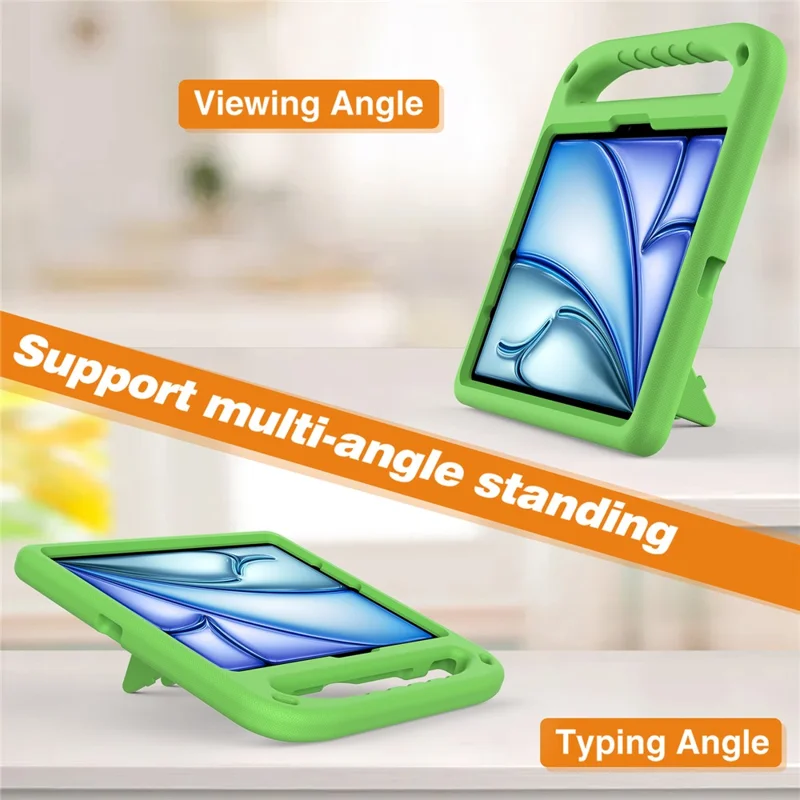 For iPad Air 11 (2026) / (2025) / (2024) / Pro 11 (2025) / 11 (2024) Case Hand Grip Kickstand Tablet EVA Cover - Green