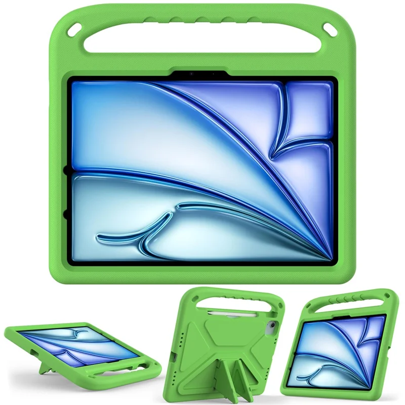 For iPad Air 11 (2026) / (2025) / (2024) / Pro 11 (2025) / 11 (2024) Case Hand Grip Kickstand Tablet EVA Cover - Green