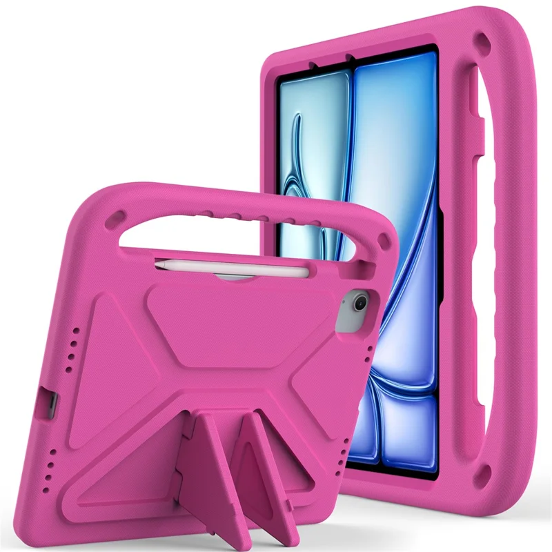 For iPad Air 11 (2026) / (2025) / (2024) / Pro 11 (2025) / 11 (2024) Case Hand Grip Kickstand Tablet EVA Cover - Rose