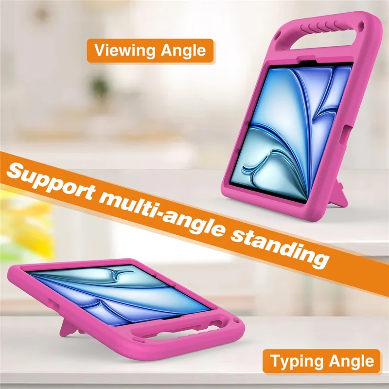 For iPad Air 11 (2026) / (2025) / (2024) / Pro 11 (2025) / 11 (2024) Case Hand Grip Kickstand Tablet EVA Cover - Rose