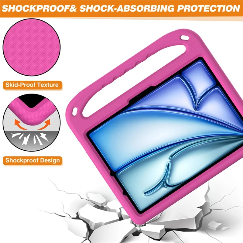 For iPad Air 11 (2026) / (2025) / (2024) / Pro 11 (2025) / 11 (2024) Case Hand Grip Kickstand Tablet EVA Cover - Rose