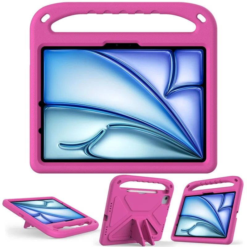 For iPad Air 11 (2026) / (2025) / (2024) / Pro 11 (2025) / 11 (2024) Case Hand Grip Kickstand Tablet EVA Cover - Rose