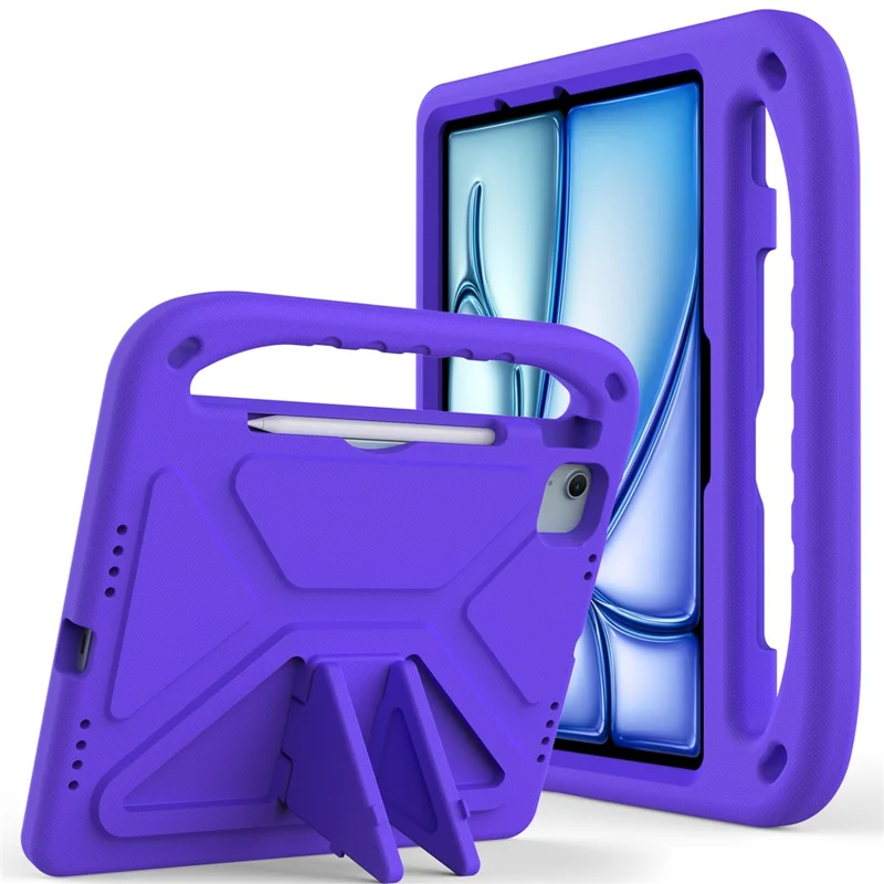 For iPad Air 11 (2026) / (2025) / (2024) / Pro 11 (2025) / 11 (2024) Case Hand Grip Kickstand Tablet EVA Cover - Purple