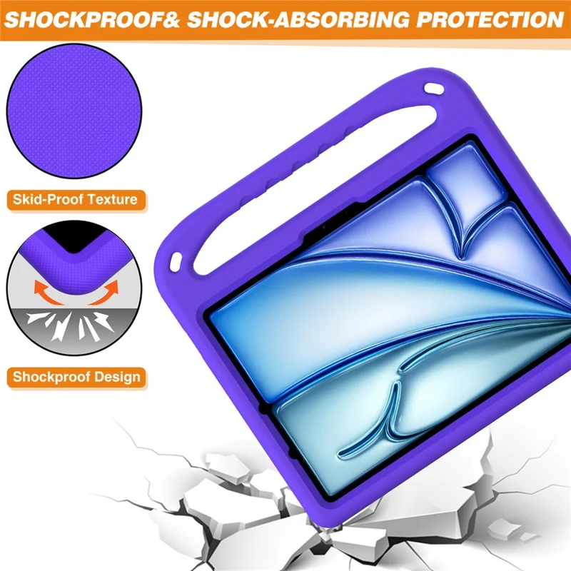 For iPad Air 11 (2026) / (2025) / (2024) / Pro 11 (2025) / 11 (2024) Case Hand Grip Kickstand Tablet EVA Cover - Purple