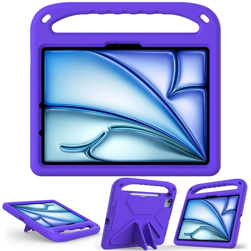 For iPad Air 11 (2026) / (2025) / (2024) / Pro 11 (2025) / 11 (2024) Case Hand Grip Kickstand Tablet EVA Cover - Purple