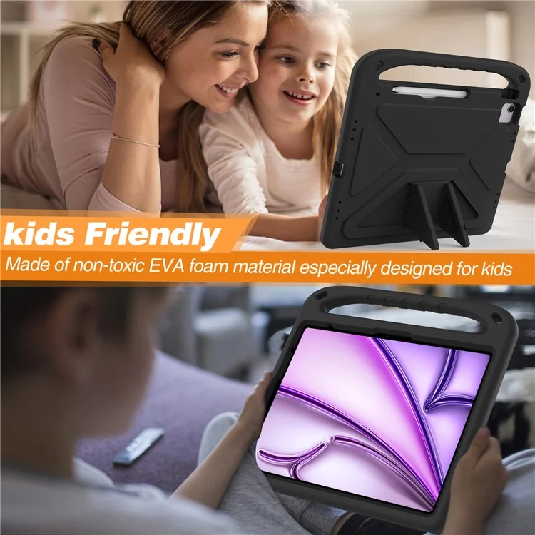 Für iPad Pro 13 (2024) / Air 13 (2024) EVA-Hülle Stoßfeste Griff Ständer Tablet-Abdeckung - Schwarz