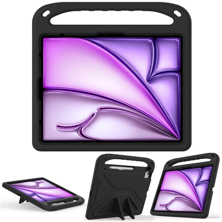 Für iPad Pro 13 (2024) / Air 13 (2024) EVA-Hülle Stoßfeste Griff Ständer Tablet-Abdeckung - Schwarz