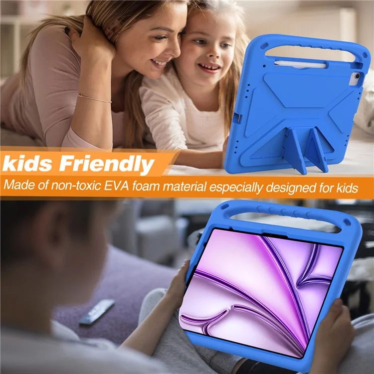 Para iPad Pro 13 (2024) / Air 13 (2024) Caso EVA à Prova de Choque Alça Suporte de Cavalete Capa de Tablet - Azul