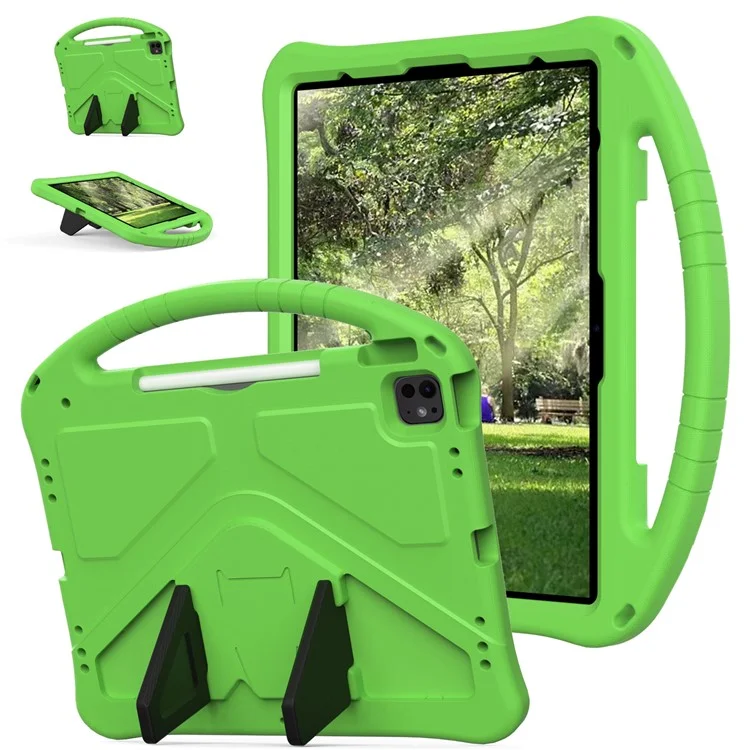 For iPad Pro 13 (2024) / Air 13 (2025) / (2024) Case EVA Tablet Cover with Handle Kickstand Children Friendly - Green