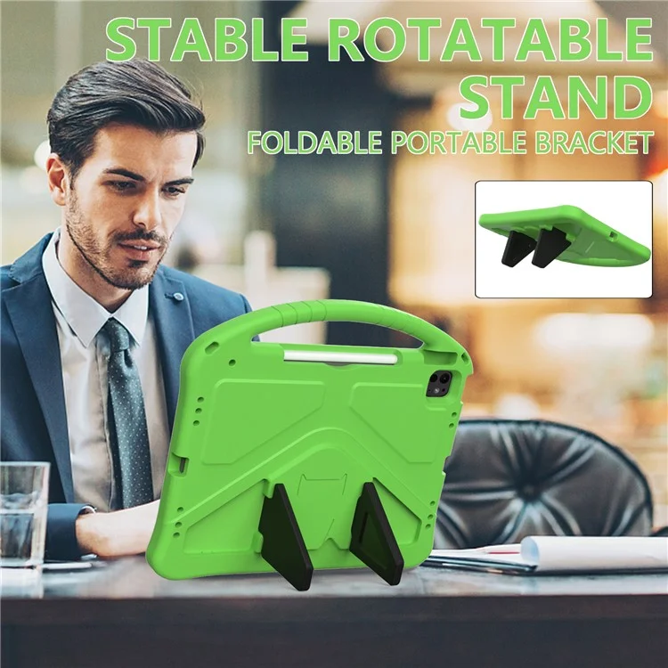 For iPad Pro 13 (2024) / Air 13 (2025) / (2024) Case EVA Tablet Cover with Handle Kickstand Children Friendly - Green