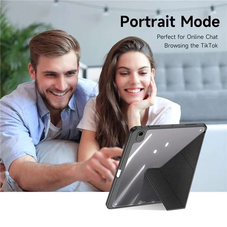 DUX DUCIS Magi Series für iPad Air (2020) / (2022) / Air 11 (2024) Hülle Auto Wake / Sleep PU Leder+PC+TPU Tablet Cover - Schwarz
