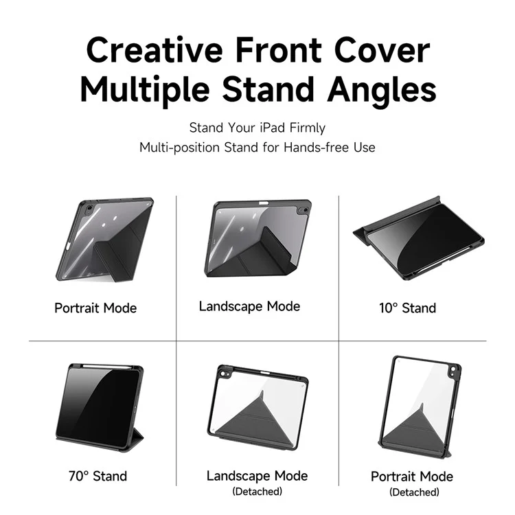 DUX DUCIS Magi Series für iPad Air (2020) / (2022) / Air 11 (2024) Hülle Auto Wake / Sleep PU Leder+PC+TPU Tablet Cover - Schwarz
