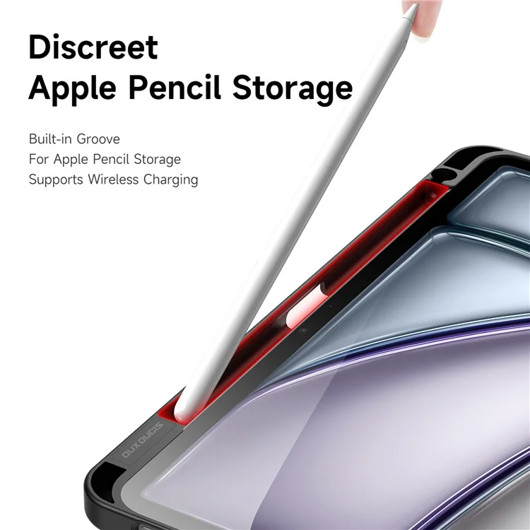 DUX DUCIS Magi Series für iPad Air (2020) / (2022) / Air 11 (2024) Hülle Auto Wake / Sleep PU Leder+PC+TPU Tablet Cover - Schwarz