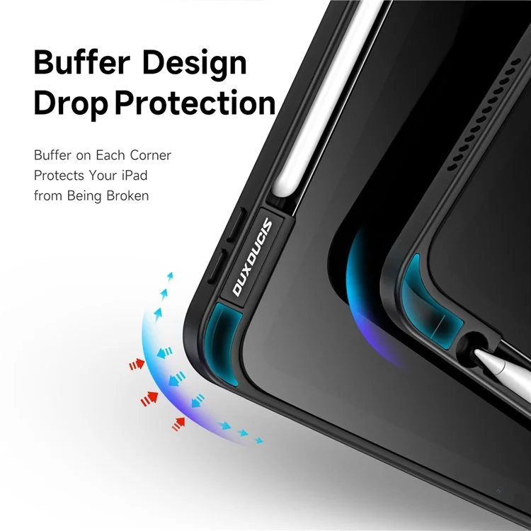 DUX DUCIS Magi Series für iPad Air (2020) / (2022) / Air 11 (2024) Hülle Auto Wake / Sleep PU Leder+PC+TPU Tablet Cover - Schwarz