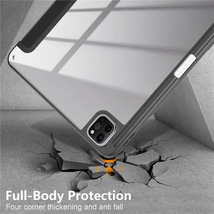 Leather Case Tri-Fold Stand For iPad Air 11 (2025) / (2024) / Air (2022) / (2020) / Pro 11 (2022) / (2021) / (2020) / (2018) - Black